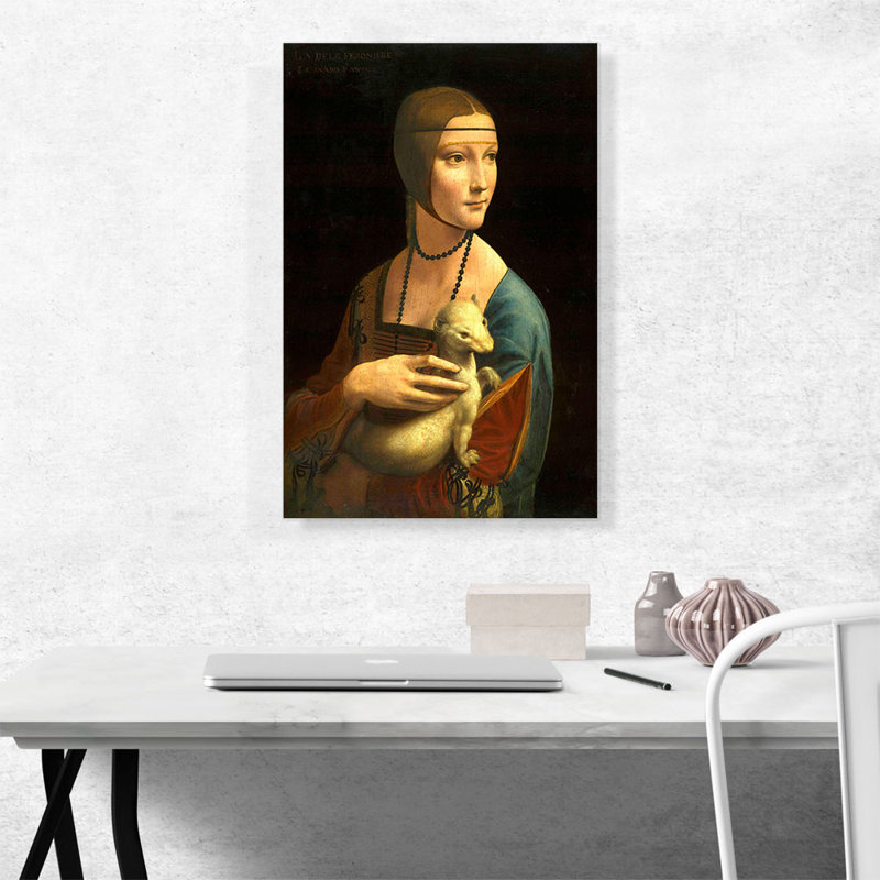 «Lady with an Ermine 1489» par Leonardo Da Vinci, reproduction d'art sur toile tendue, H 26 po x l 18 po x P 0,75 po