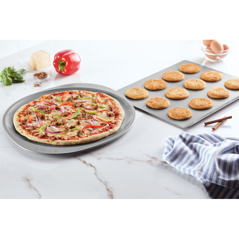 Gray Nonstick Steel Baking Sheet and Pizza Crisper Pan Set