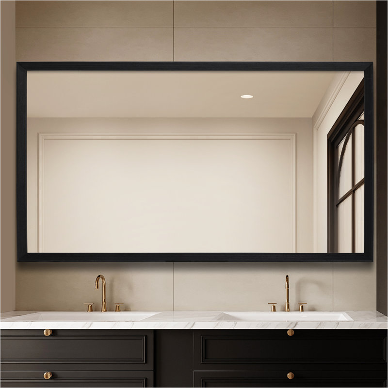 Miroir rectangulaire en bois, Horizontale / verticale, 36 po x 30 po, Bois noir