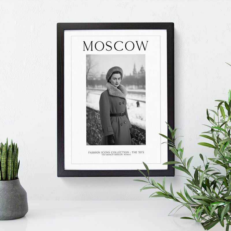 Fashion Travel Poster Woman Moscow Russia - Single Picture Frame Print on Wood, 34cm H x 25cm W x 2cm D
