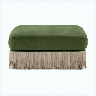 Green Velvet Upholstered Ottoman