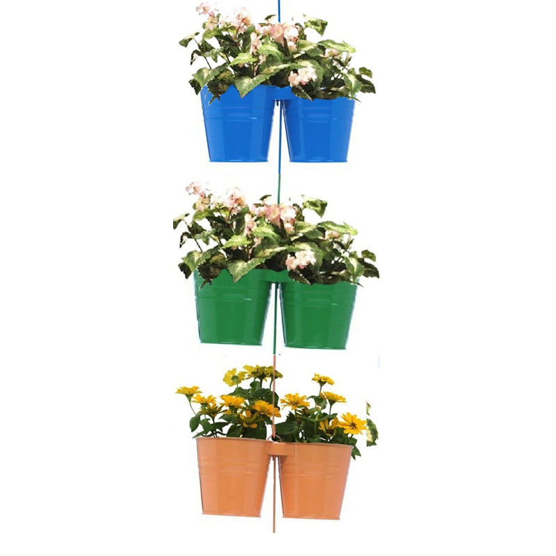 Pot à fleurs en acier galvanisé Jeltina, Bleu