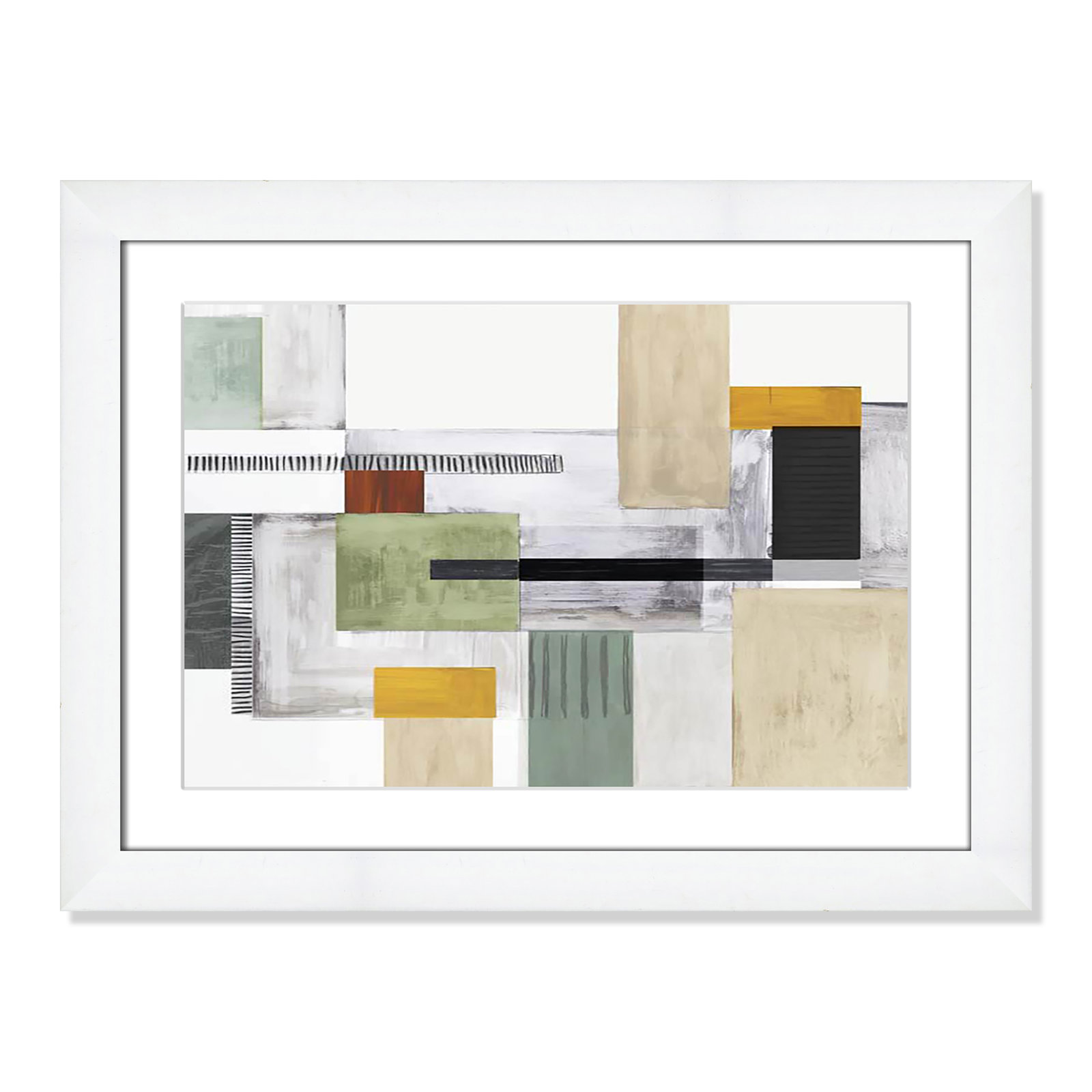 Playful Blocks Print by Tom Reeves, 18.5" H x 24.5" W x 1.25" D, White Cube Picture Framed, White