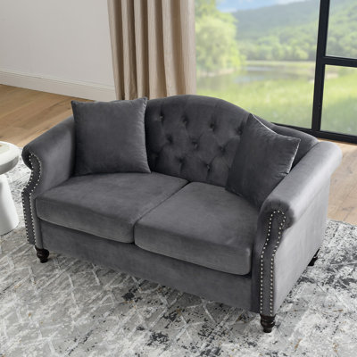 Cranbrook 57'' Velvet Rolled Arms Chesterfield Loveseat -  Charlton HomeÂ®, 3215208D3B51444CA2103188D7B46174