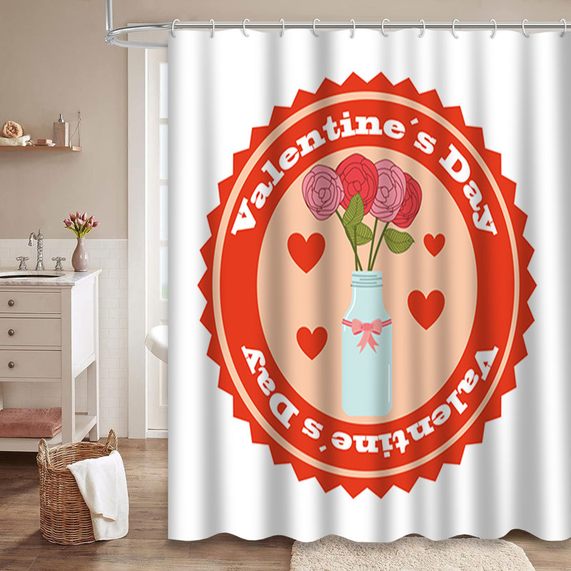Rideau de douche avec 12 crochets Happy Valentine’s Day, L 72 po x l 78 po