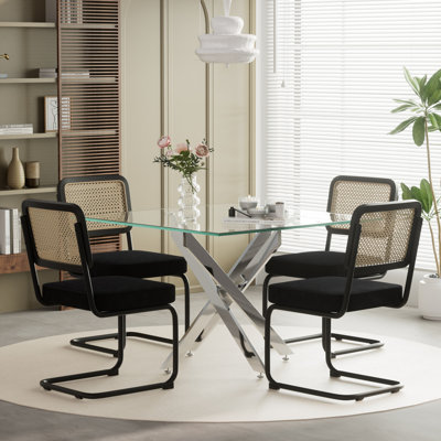 36in Square Glass Top Dining Set