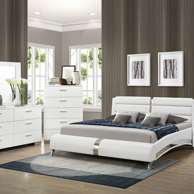 Ensemble de chambre avec très grand lit 5 pièces Fillmore, 5 pièces : Lit, commode basse, commode, miroir, t