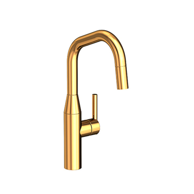 East Square Single Handle Pull Down Kitchen Faucet, Polished Gold