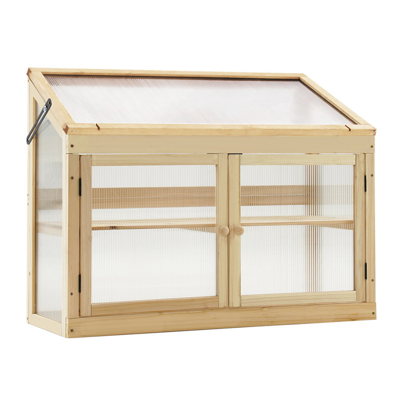 Natural Fir Wood 2-Tier Cold Frame Garden Greenhouse