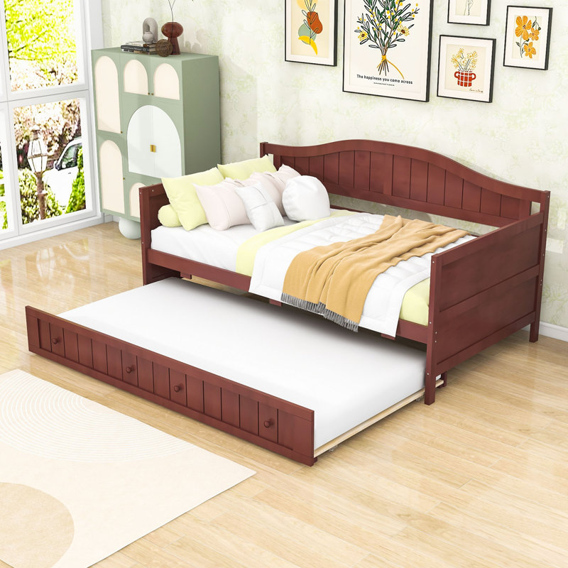 Elegant Twin Wood Daybed with Twin Trundle, Espresso