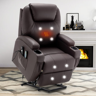 KORSER Power Lift Recliners, Recliner Chair With Heat And Massage For Elderly ,Electric Lift Recliner With Side Pockets And 2 Cup Holders