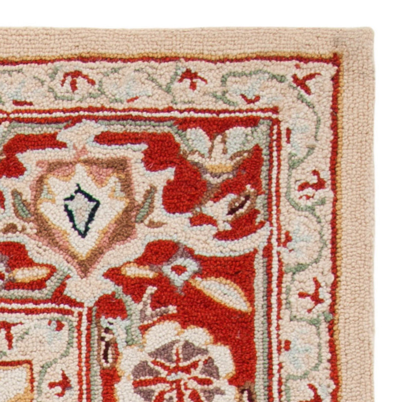 Hollander Hand-Hooked Wool Red Area Rug, Rectangle 5'3" x 8'3"
