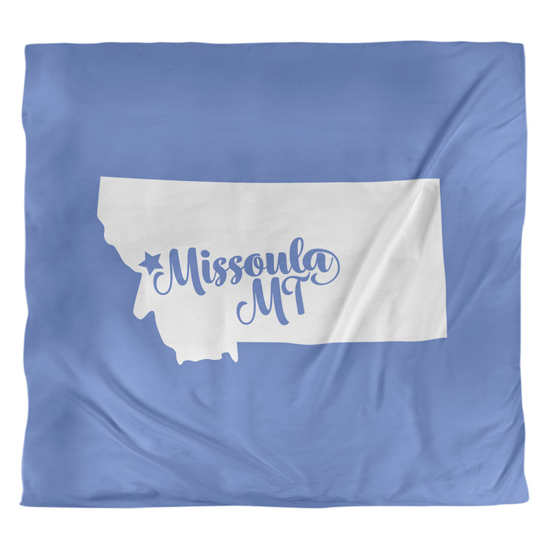 Housse de couette missoula montana, Microfibre, Housse de couette pour très grand lit, Bleu