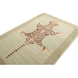 Distressed Homage Hand Knotted Wool Animal Print Area Rug