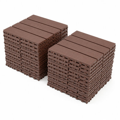 Paquet de 44 tuiles de terrasse emboîtables de 12 po x 12 po, faciles à installer et résistantes aux intempéries pour le porche, la piscine, le balcon, la cour et l'intérieur