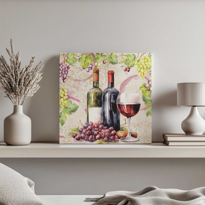 «Red Wine Still Life» par Nicole DeCamp, reproduction d'art, 36" H x 36" W, Ne s’applique pas, Toile non encadrée