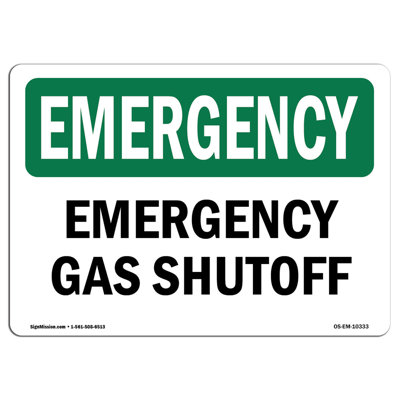Gas Shutoff Aluminum Sign 12 x 18