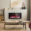 Electric Fireplaces 40” Recessed/Wall Mounted with Remote, Log/Crystal Flame | Steel | Matte Silver