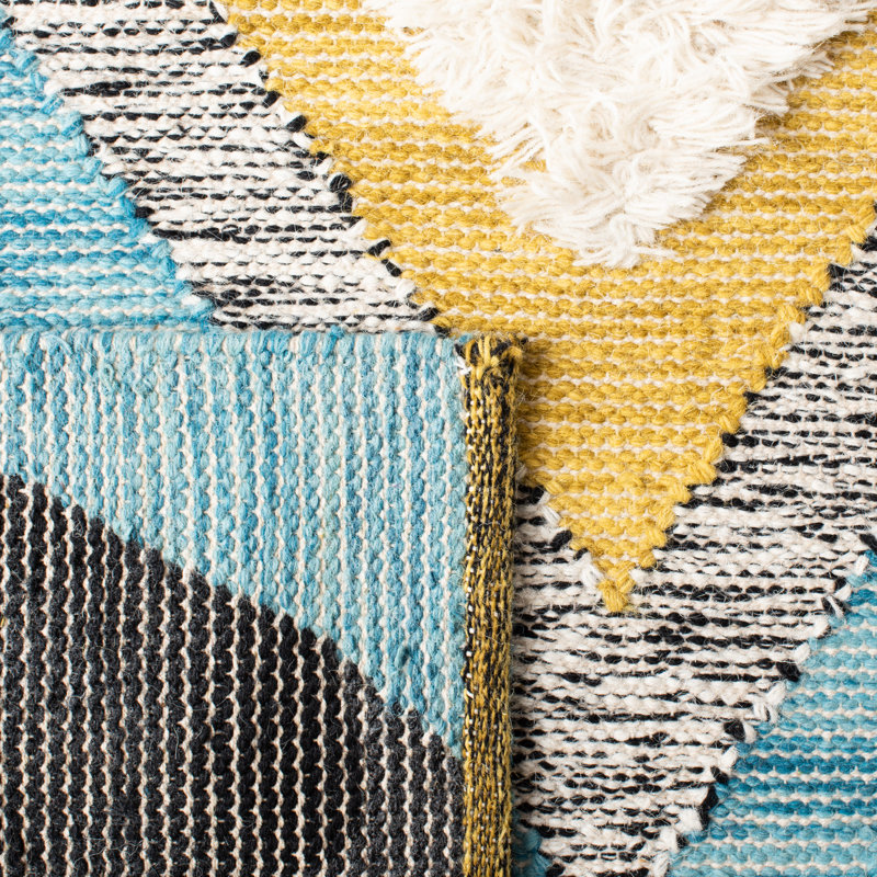 Tapis noir / ivoire Beardall en laine / coton tissé à la main, Tapis de couloir 2 pi 3 po x 8 pi