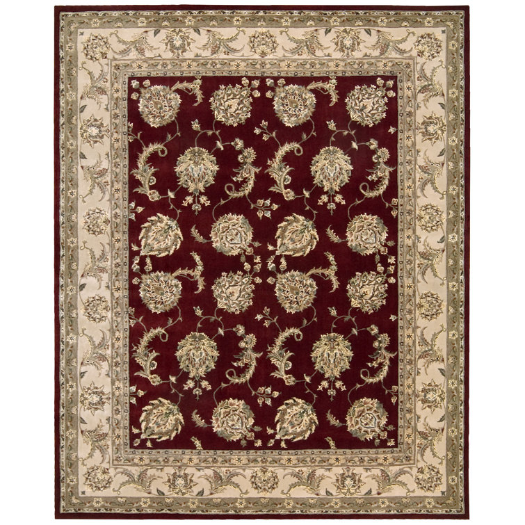 Tapis rouge / ivoire en laine touffeté à la main Ellerswick