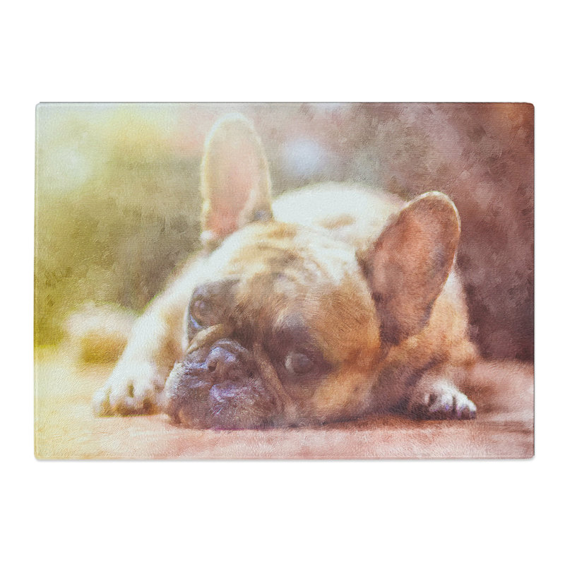 Tempered Glass Fawn French Bulldog Dog Chopping Board, 20 cm x 28.5 cm