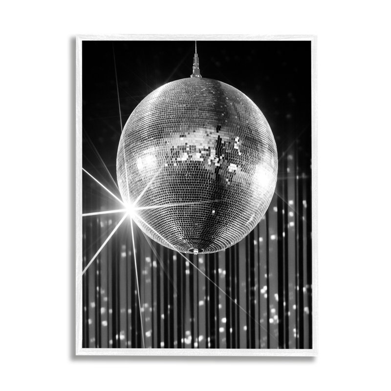 Boule disco noire par Jesse Keith, Giclée encadrée blanc bord de mer, H 20 po x l 16 po x P 1,5 po