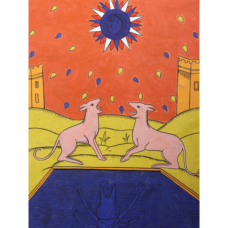 La lune (illustration d'une carte de tarot) | Aquarelle sur papier