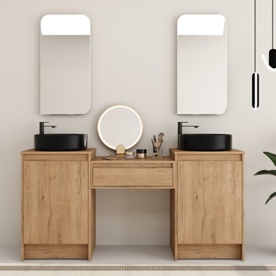 Ensemble de meuble-lavabo double 64 po avec comptoir en céramique Bellmead
