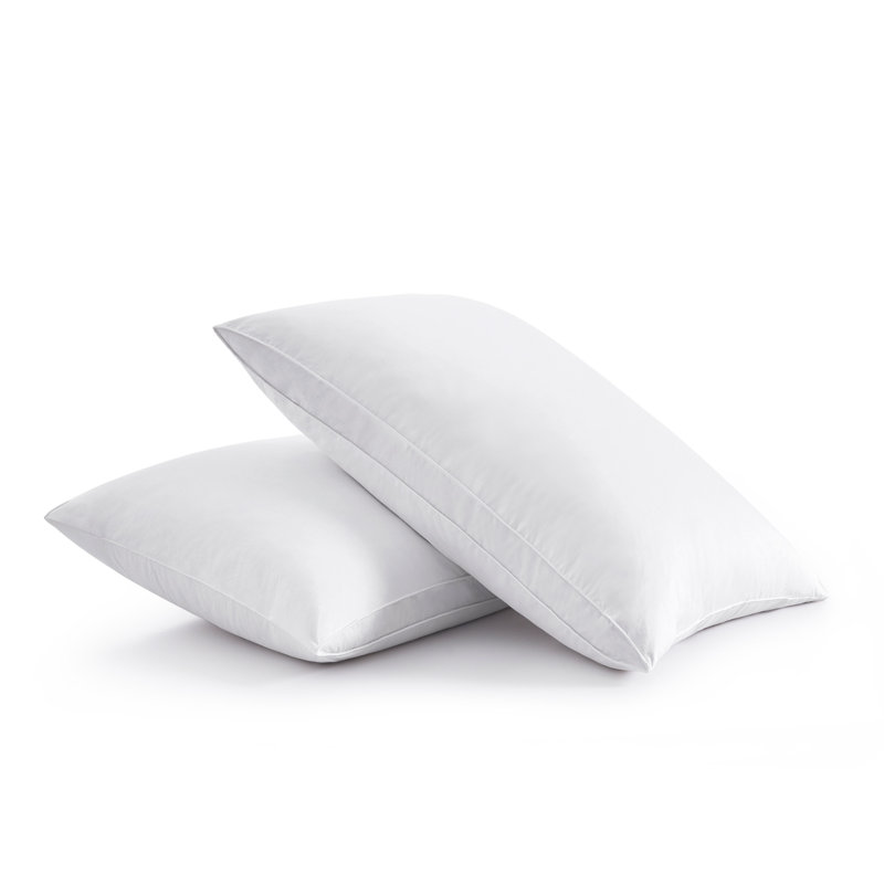 Goose Feather & Down Pillow, 2-Pack – Plush Medium Support Pillows for Back & Side Sleepers, White, 18"H x 34"W