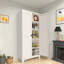 Garde-manger multifonctionnel en métal avec 2 portes galbées, serrure, 4 tablettes réglables 
