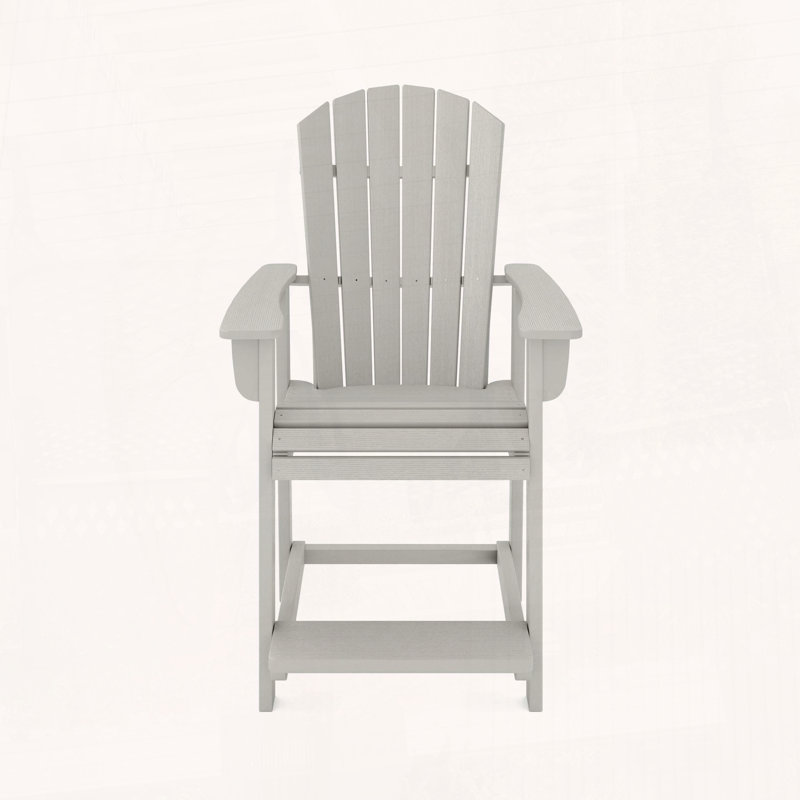 Chaise de comptoir en PEHD de style Adirondack au design ergonomique, Gris foncé