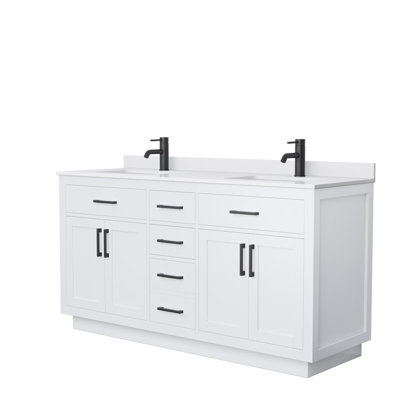 Beckett TK 72'' W Double Vanity, White, Brushed Nickel, Carrara Cultured Marble