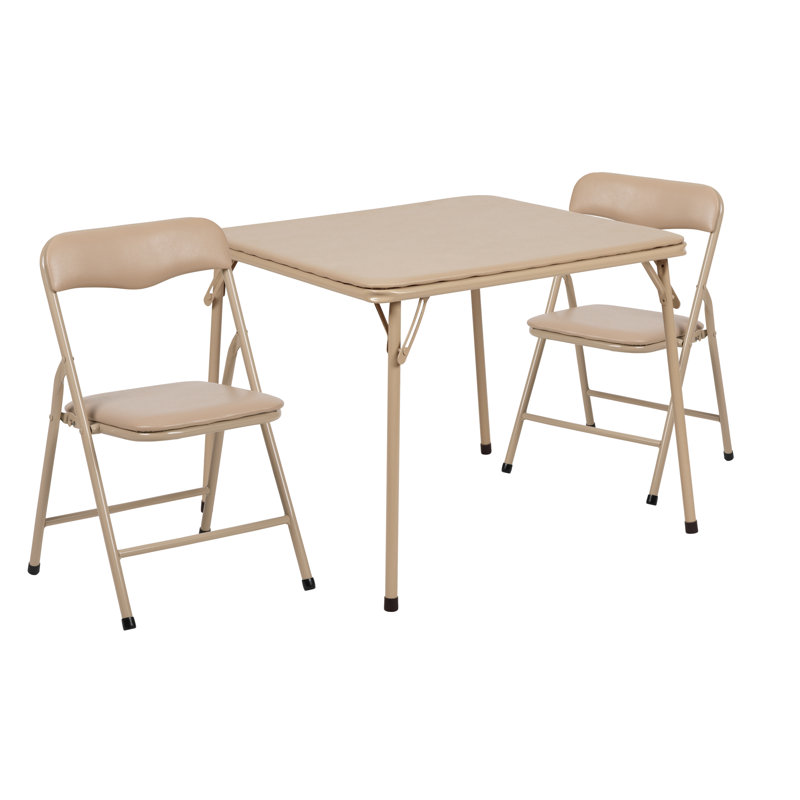 Kids Colorful 3 Piece Folding Table and Chair Set, Brown