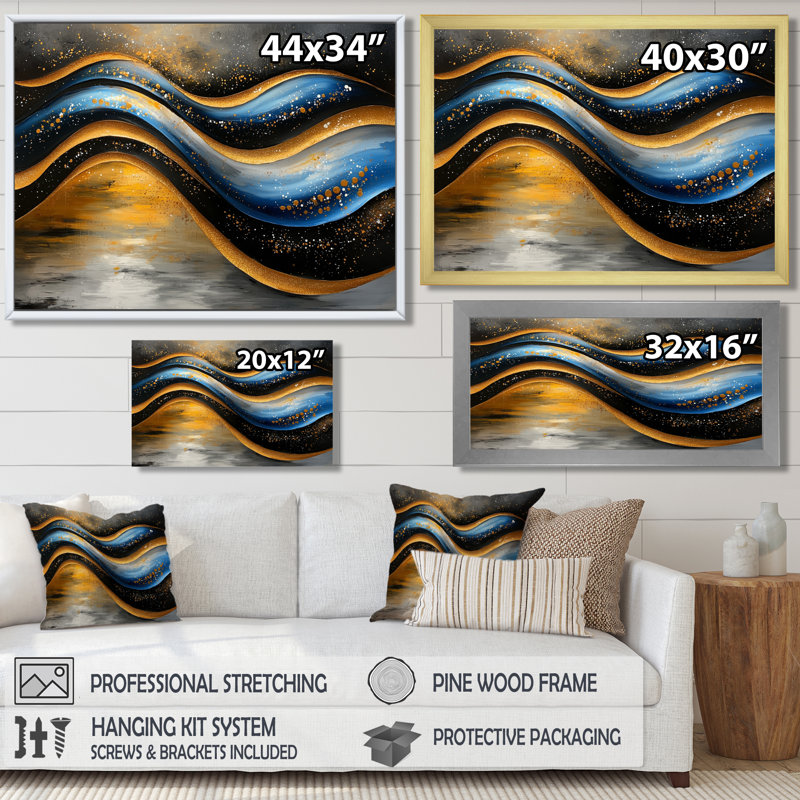 Robicheaux Golden Blue Wave, Reproduction encadrée d'une seule photo, Argent argent, H 34 po x l 44 po