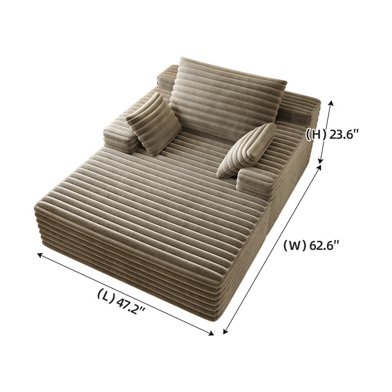Chaise longue rembourrée rembourrée avec coussins, Camel