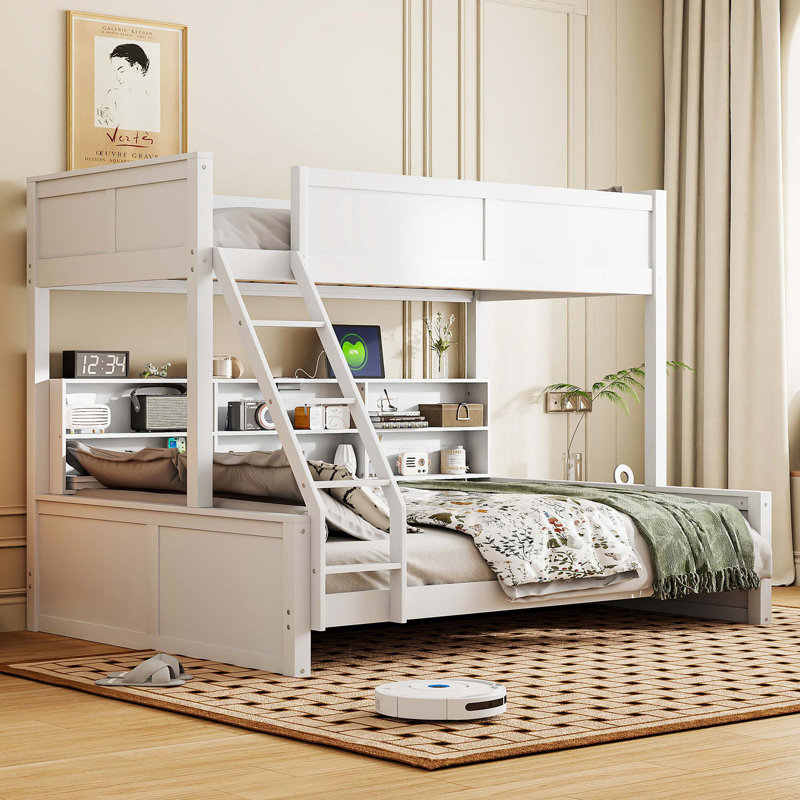 Bunk Bed With Storage Cabinets And USB Ports