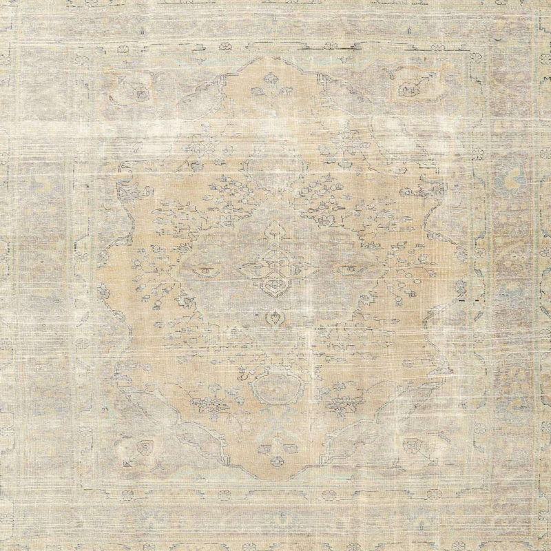 Tapis beige/brun traditionnel Ortholf, Carré 3 pi
