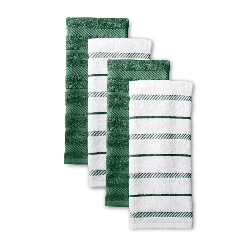 KITCHENAID Albany Kitchen Towel 4-Pack Set, 16"x26", Dark Green