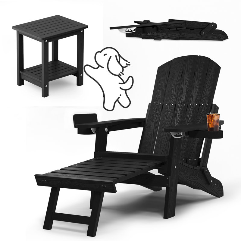 Foldable Outdoor Adirondack Set, Black