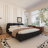 Oversized Padded Backrest Upholstered Platform Bed-69077075-69077076