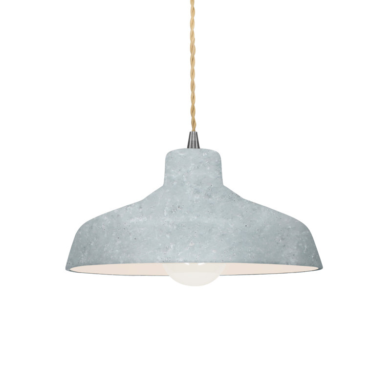 Luminaire suspendu à 1 lumière Aschwin - DEL intégrée, Nickel brossé, H 5,5 po x l 11,5 po x P 11,5 po, Béton