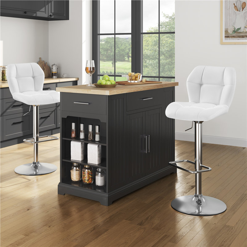 color Height Adjustable Swivel Bar Stools, White