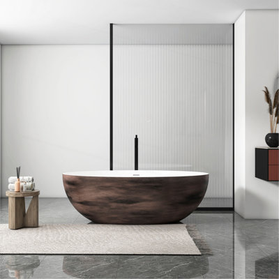 Baignoire de trempage autoportante à surface solide de 67 pouces pour salle de bain