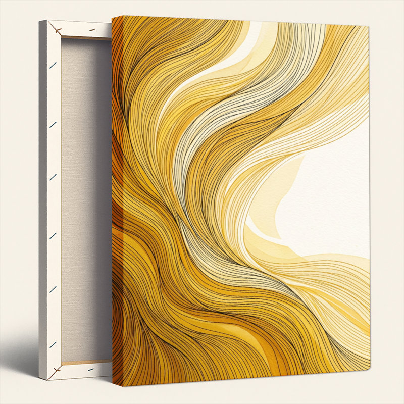 Ensemble de 1 tableau sur toile « Vagues dorées », H 48 po x l 36 po, Wrapped Canvas
