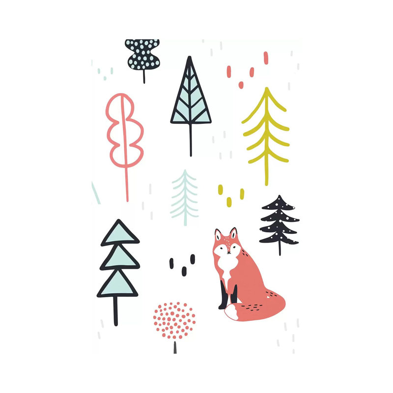 Fox Forest II par Victoria Borges - impression d'art graphique, Toile tendue, Pas de tapis, H 26 po x l 18 po x 1,5 po