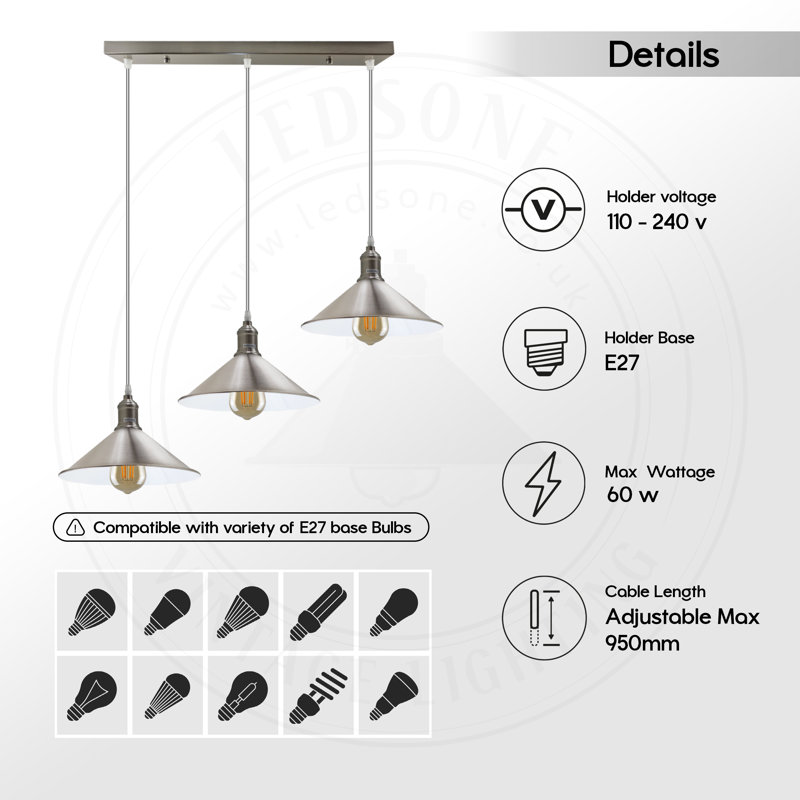 Galaviz 3 - Light Silver Kitchen Island Pendant