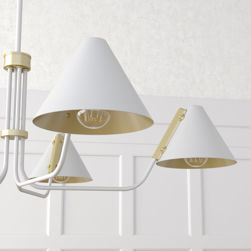 Lustre géométrique unique à 5 lumières Grove Isle, Blanc