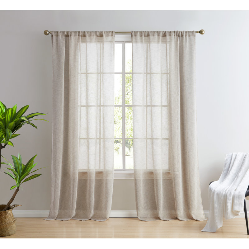 Hailey Faux Linen Sheer Curtain Panels, 54" W x 84" L, Taupe