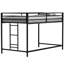Lit mezzanine simple junior en noir - plus de rangement et chambre de confort pour la construction en métal avec garde-corps, bruit, facile, aucun sommier requis