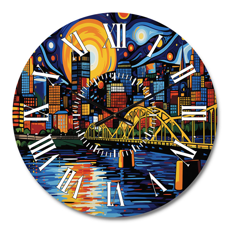 Horloge murale City Pittsburgh Popart I - Pittsburgh, Médium
